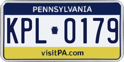 PA license plate KPL0179
