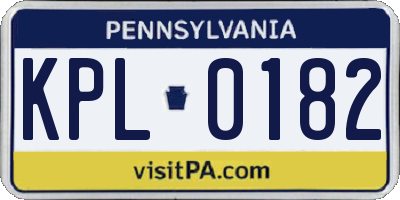 PA license plate KPL0182