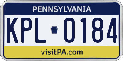 PA license plate KPL0184