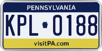 PA license plate KPL0188
