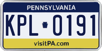 PA license plate KPL0191