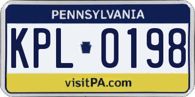PA license plate KPL0198