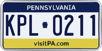 PA license plate KPL0211