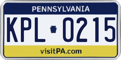 PA license plate KPL0215