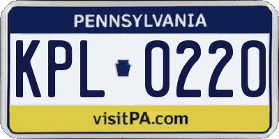 PA license plate KPL0220