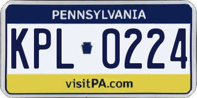 PA license plate KPL0224