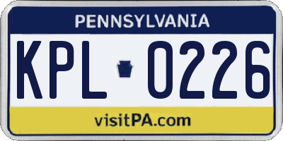 PA license plate KPL0226