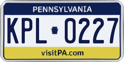PA license plate KPL0227