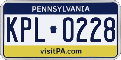 PA license plate KPL0228