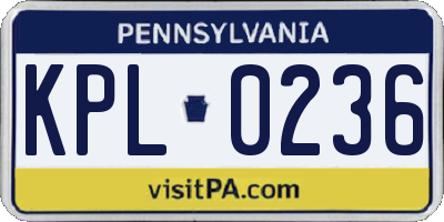 PA license plate KPL0236