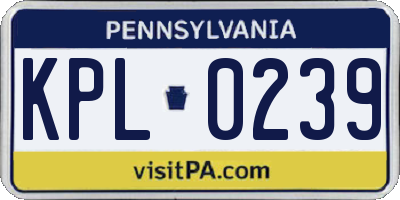PA license plate KPL0239