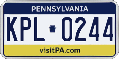 PA license plate KPL0244