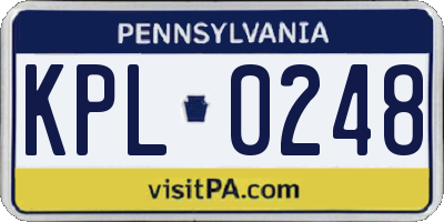 PA license plate KPL0248