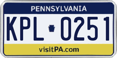 PA license plate KPL0251