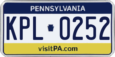 PA license plate KPL0252