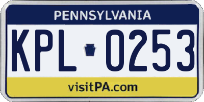 PA license plate KPL0253
