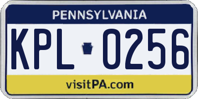 PA license plate KPL0256
