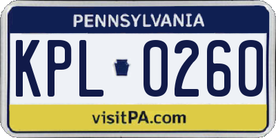 PA license plate KPL0260