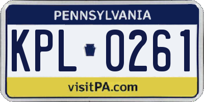 PA license plate KPL0261