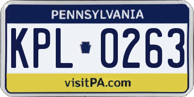 PA license plate KPL0263