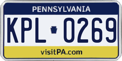 PA license plate KPL0269