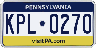 PA license plate KPL0270