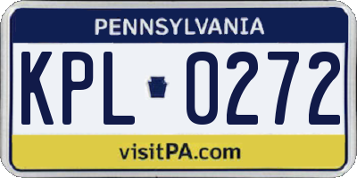 PA license plate KPL0272