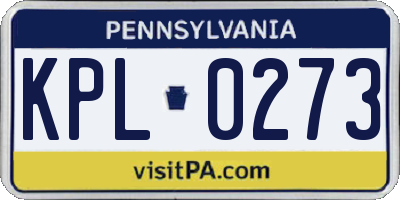 PA license plate KPL0273