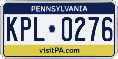PA license plate KPL0276
