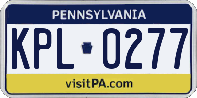 PA license plate KPL0277