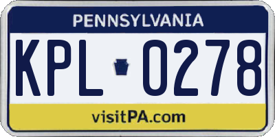 PA license plate KPL0278