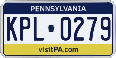 PA license plate KPL0279