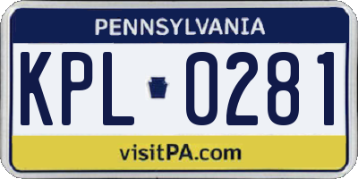 PA license plate KPL0281