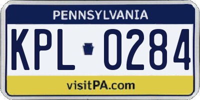 PA license plate KPL0284