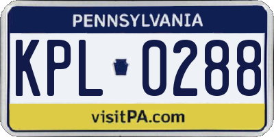 PA license plate KPL0288