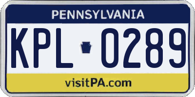PA license plate KPL0289