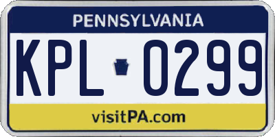 PA license plate KPL0299