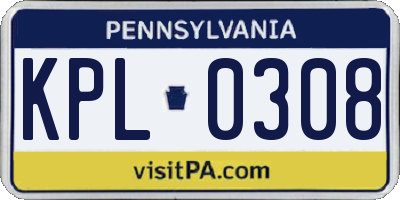 PA license plate KPL0308
