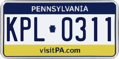 PA license plate KPL0311