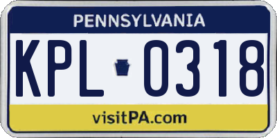 PA license plate KPL0318
