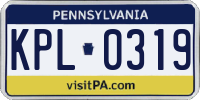 PA license plate KPL0319