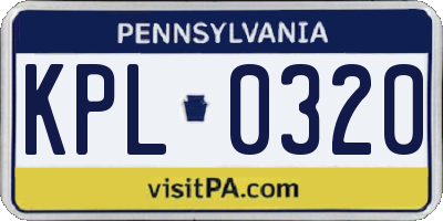 PA license plate KPL0320
