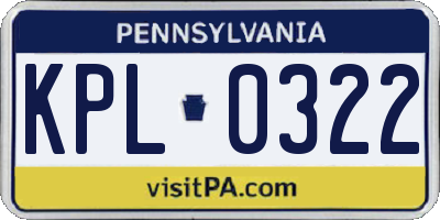 PA license plate KPL0322