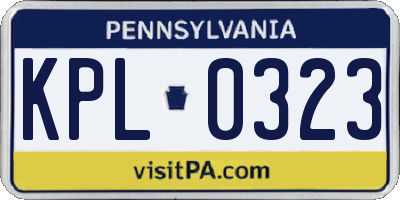PA license plate KPL0323