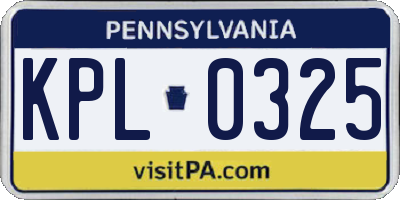 PA license plate KPL0325