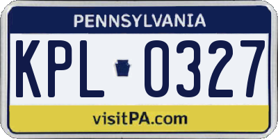 PA license plate KPL0327