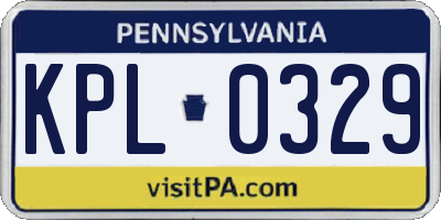 PA license plate KPL0329