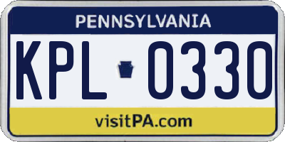 PA license plate KPL0330