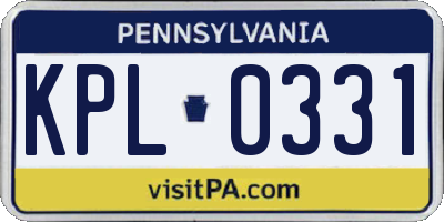 PA license plate KPL0331