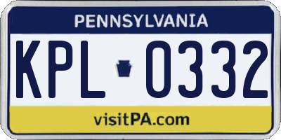 PA license plate KPL0332